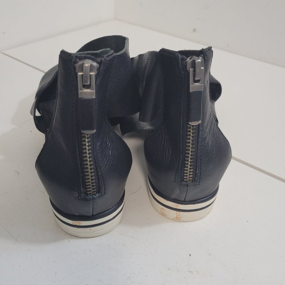 Eileen Fisher Black Leather Open Toe Zipper Back Shoes Size 8 - Picture 4 of 11